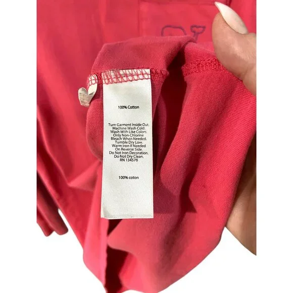 Vineyard Vines Hooded Whale Logo Back Hit Tee Shirt Melon Size M Coastal Casual - Picture 3 of 15